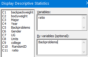 Minitab Display Descriptive Statistics